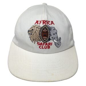 Africa Safari Club 5 Panel Cap White One Size Adjustable Embroidered Jhats